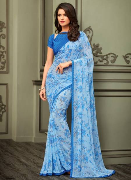 Blue Colour Nimayaa Hits Ruchi Sarees New latest Printed Daily Wear Georgette Saree Collection 2505 A
